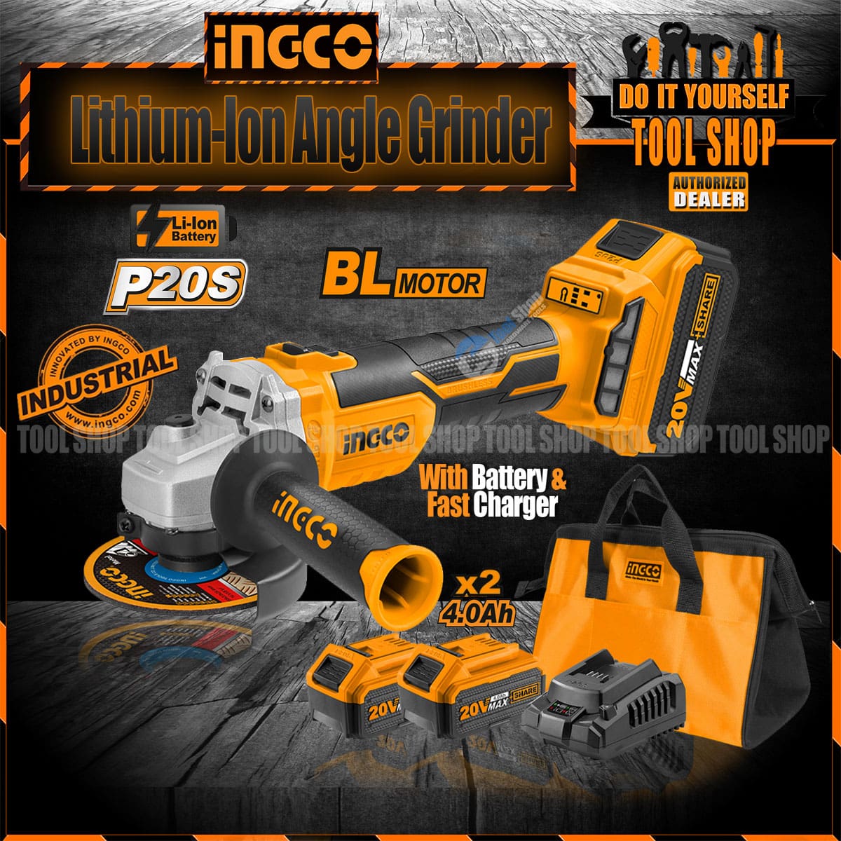 INGCO LithiumIon Angle Industrial CAGLI10022 Tool Shop